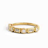 14 Ayar Altın Bezel Taş Detaylı Yarımtur Yüzük