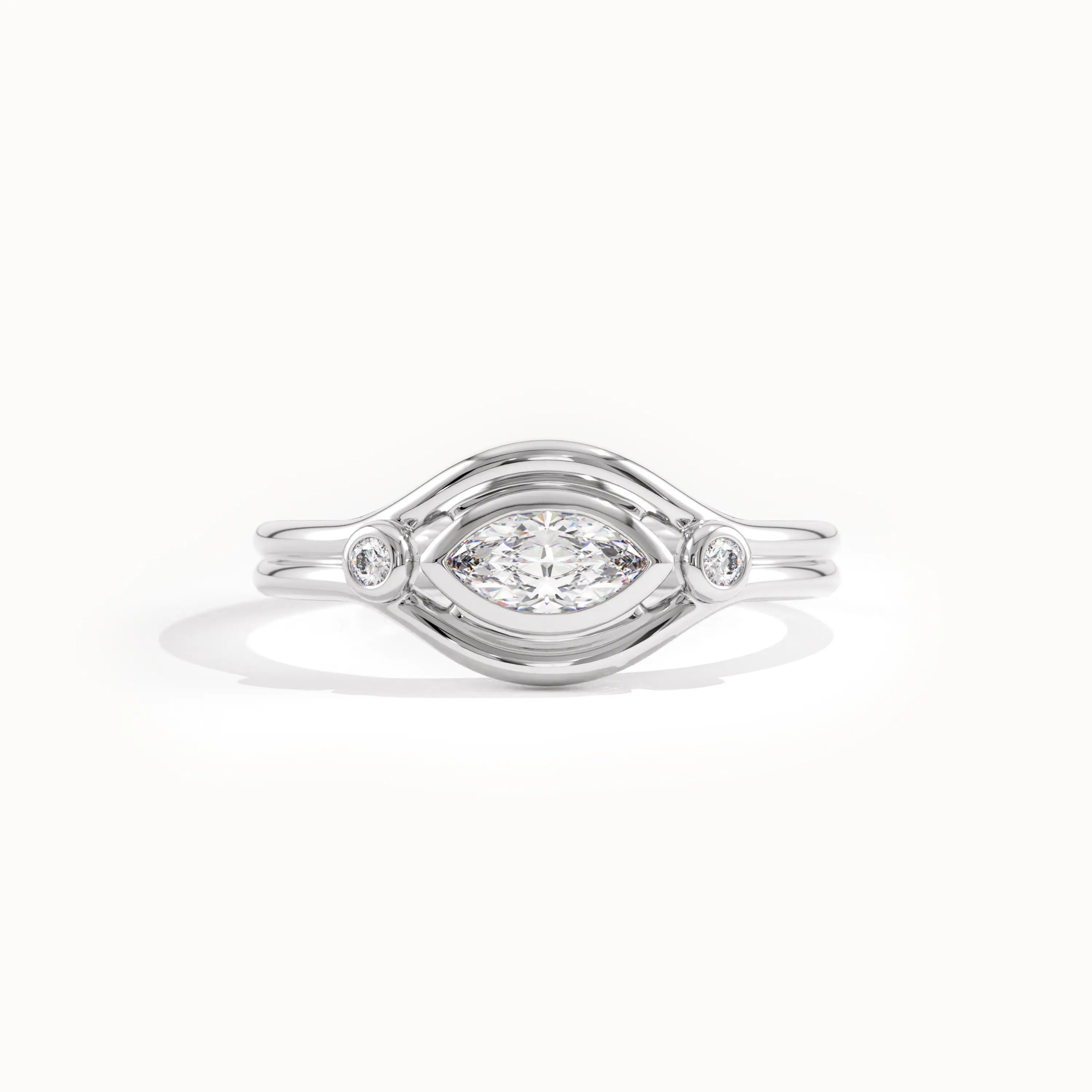 14 Ayar Altın Bezel Markiz Yüzük