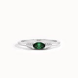 14 Ayar Altın Oval Zümrüt Detaylı Minimal Yüzük