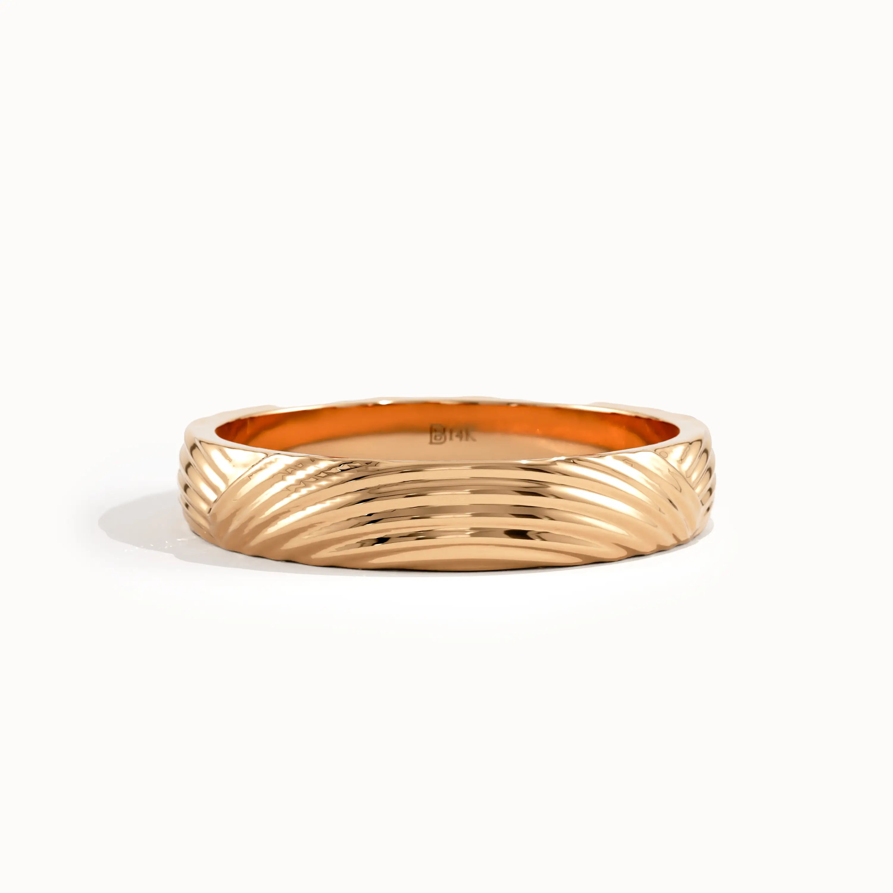 14 Ayar Altın Organik Dokulu Alyans