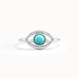 14 Ayar Altın Turkuaz Evil Eye Minimal Yüzük