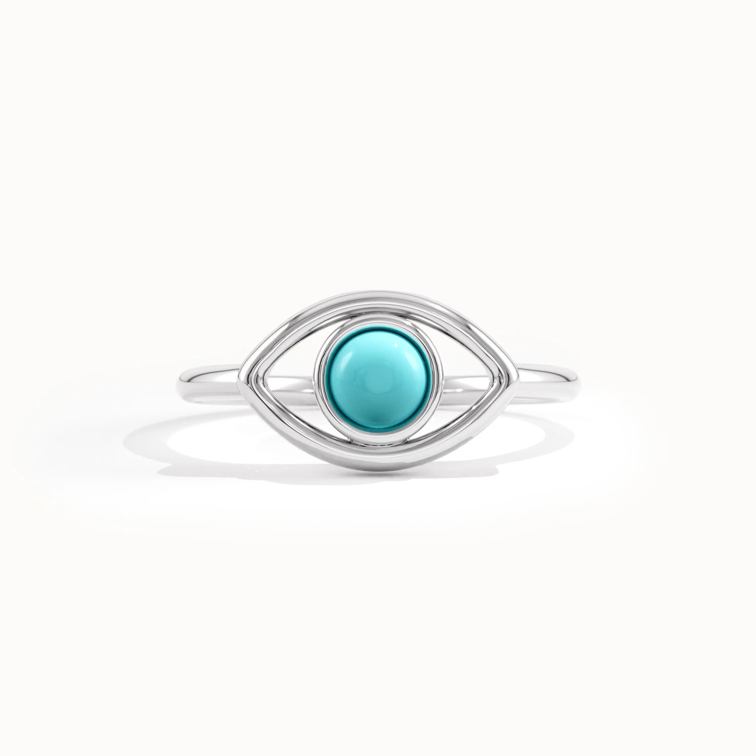 14 Ayar Altın Turkuaz Evil Eye Minimal Yüzük