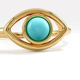 14 Ayar Altın Turkuaz Evil Eye Minimal Yüzük