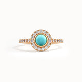 14 Ayar Altın Turkuaz Taş Minimal Yüzük