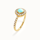 14 Ayar Altın Turkuaz Taş Minimal Yüzük