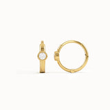 14 Ayar Altın Bezel Minimal Pırlanta Halka Küpe