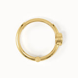 14 Ayar Altın Bezel Minimal Pırlanta Halka Küpe