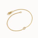 14 Ayar Altın Damla Pırlanta Detaylı Zarif Bileklik