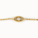 14 Ayar Altın Pırlanta Detaylı Evil Eye Bileklik