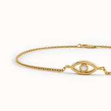 14 Ayar Altın Pırlanta Detaylı Evil Eye Bileklik