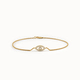 14 Ayar Altın Evil Eye Pırlanta Charm Bileklik