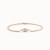 14 Ayar Altın Evil Eye Pırlanta Charm Bileklik