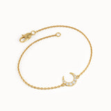 14 Ayar Altın Laboratuvar Pırlantalı Ay Bileklik