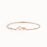 14 Ayar Altın Kalp Figürlü Minimal Charm Bileklik