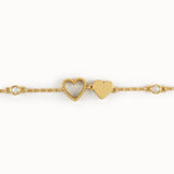 14 Ayar Altın Kalp Figürlü Minimal Charm Bileklik