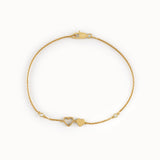 14 Ayar Altın Kalp Figürlü Minimal Charm Bileklik