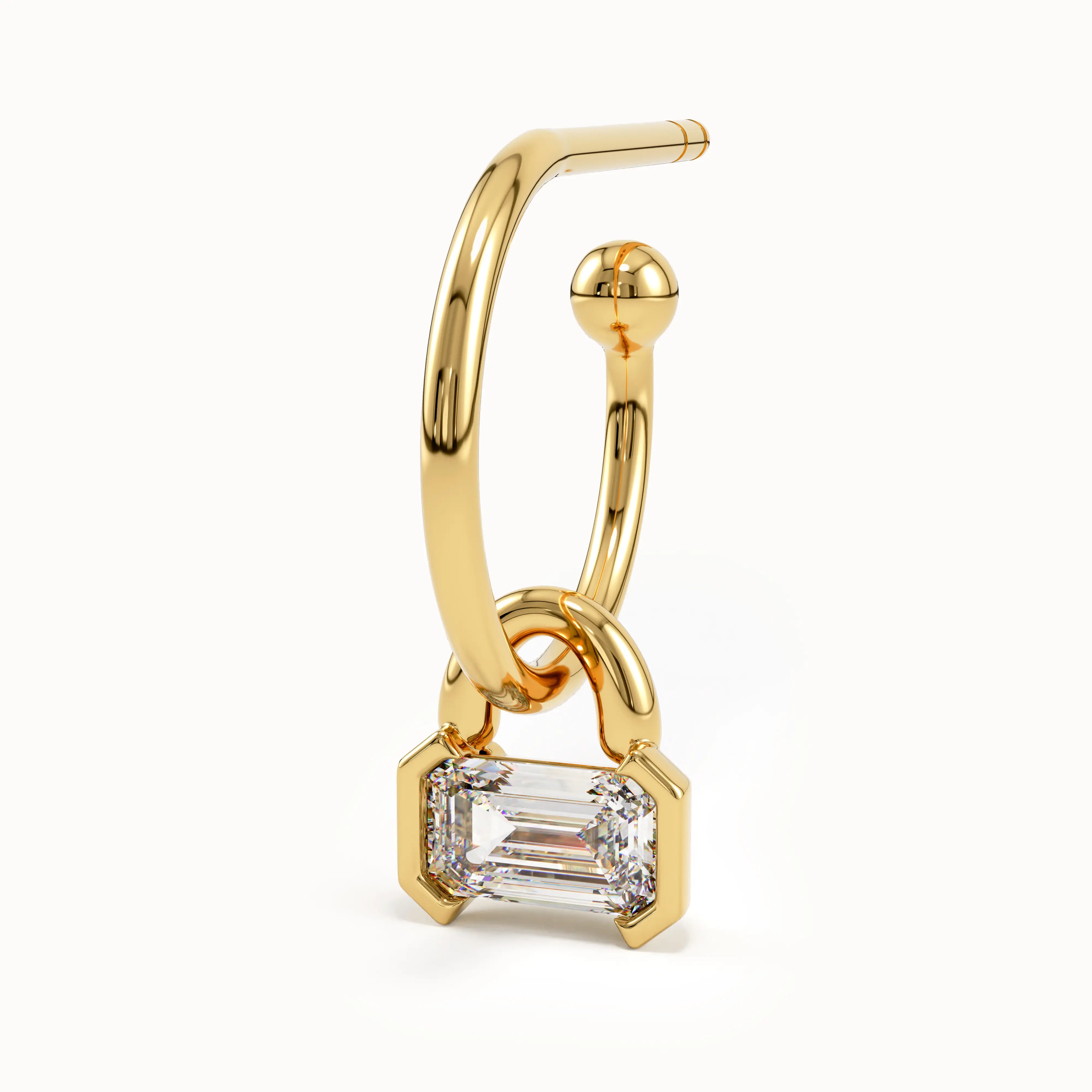 14 Ayar Vermeil Sarkıt Baget Taşlı Halka Küpe