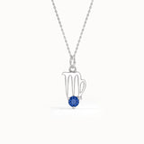 14 Ayar Altın Başak ve Safir Taşlı Kolye