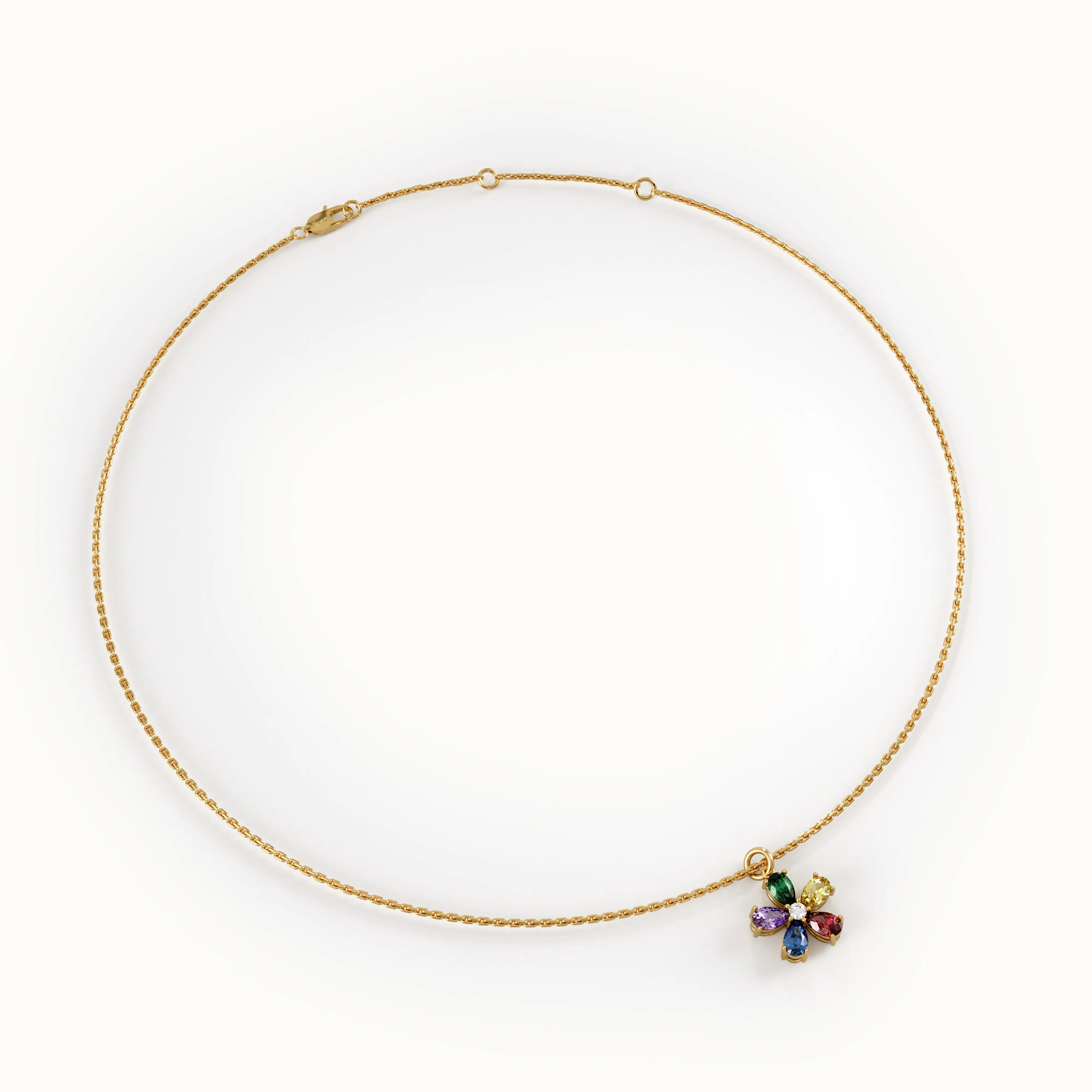 14 Ayar Altın Renkli Çiçek Kolye