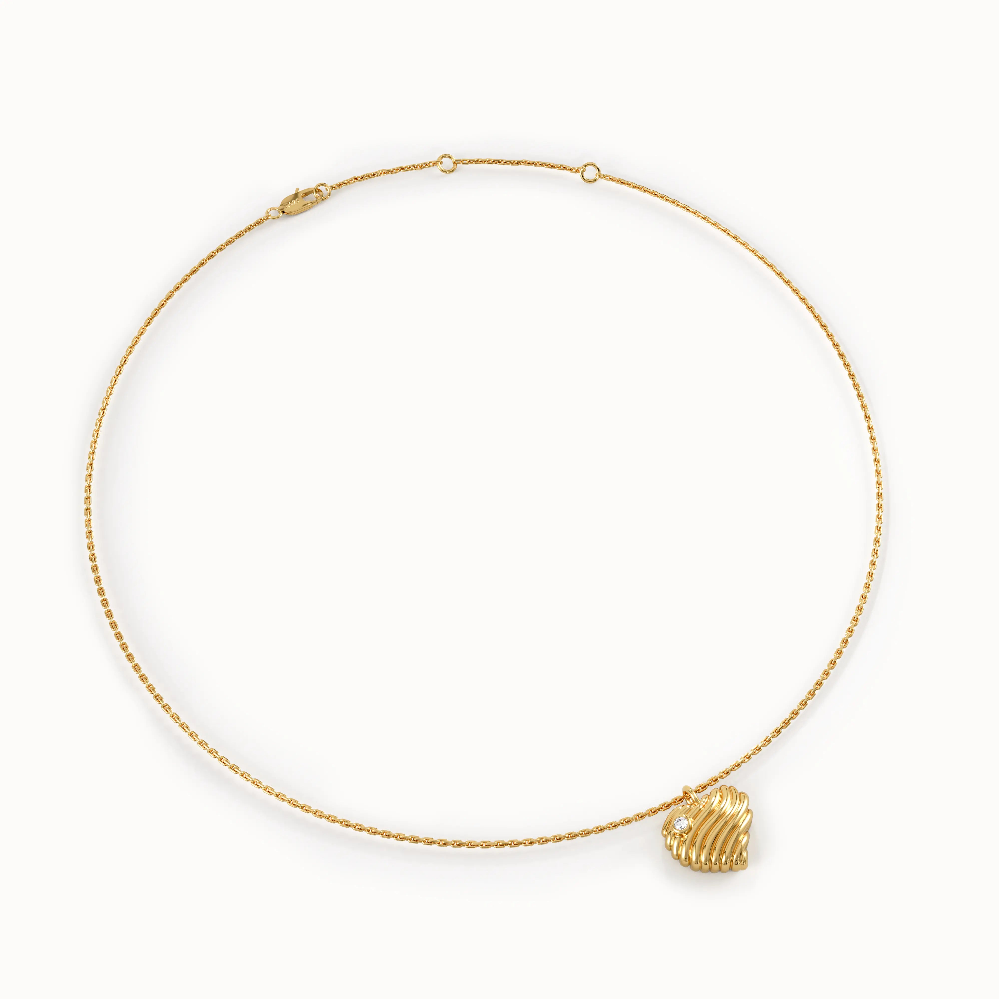 14 Ayar Vermeil Kabartmalı Kalp Kolye