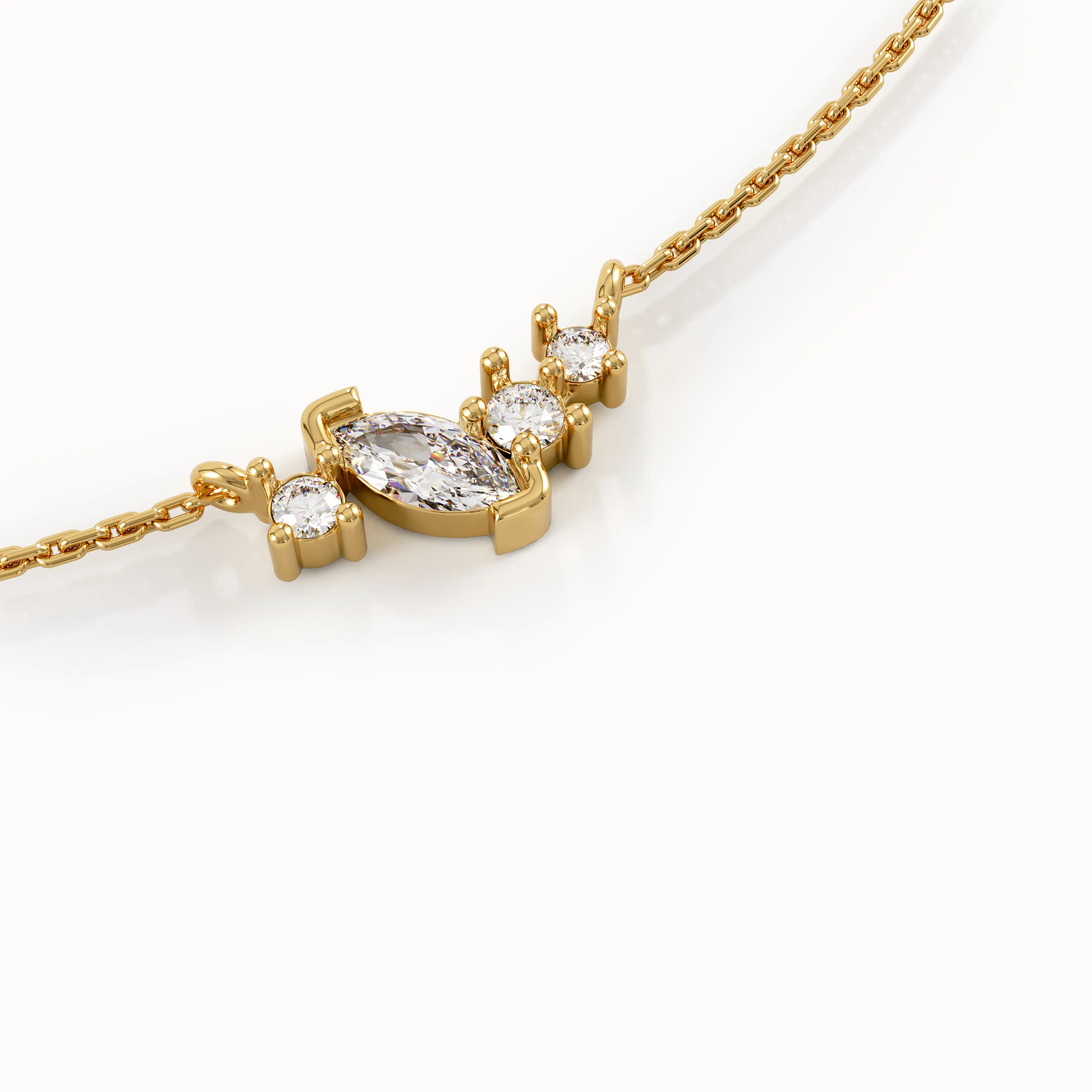 14 Ayar Vermeil Işıltılı Çok Taşlı Kolye