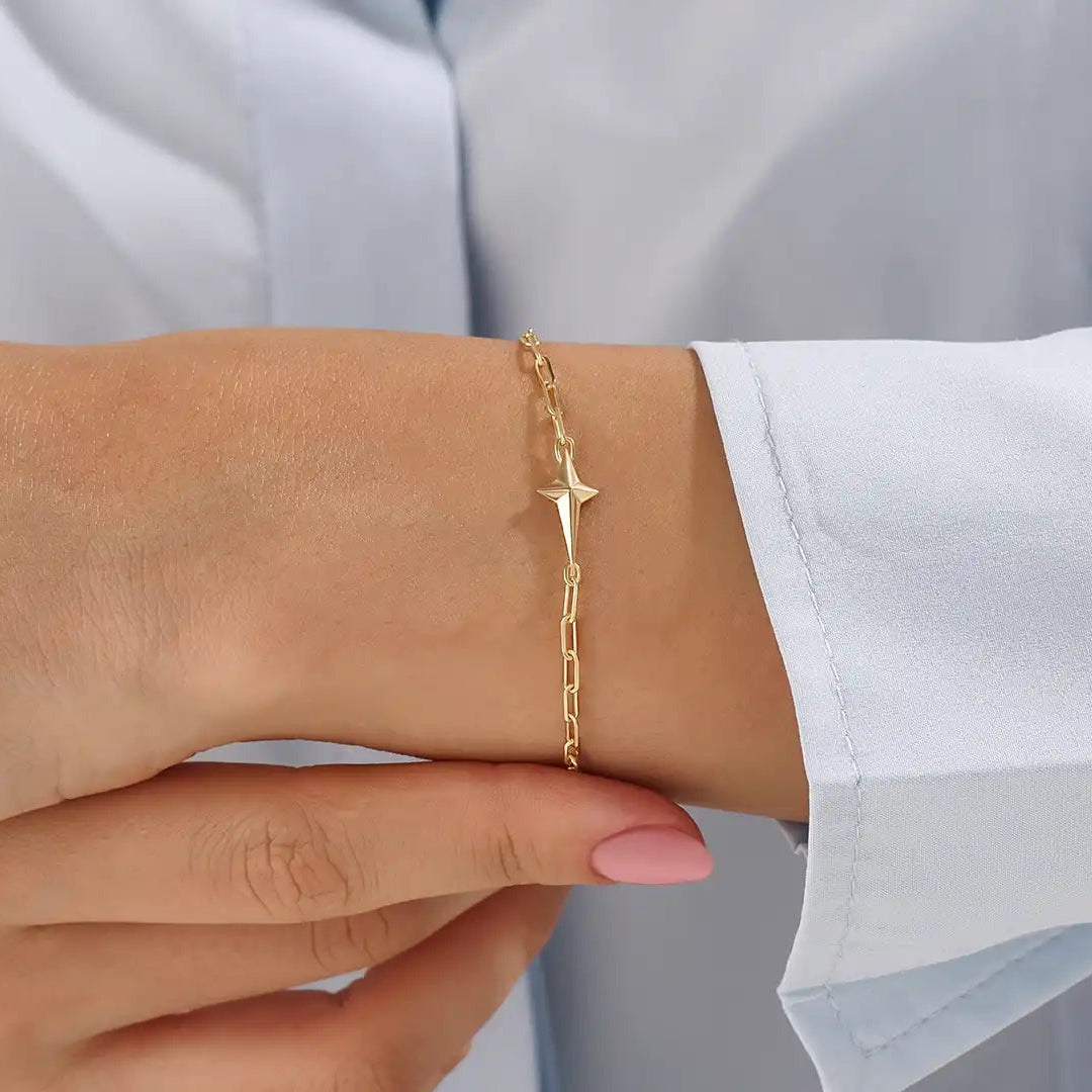 14 Ayar Vermeil Yıldız Figürlü Zincir Bileklik