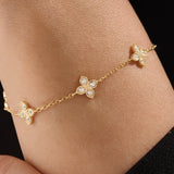 14 Ayar Vermeil Yonca Motifli Zincir Bileklik