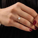 14 Ayar Altın Laboratuvar Pırlanta Tektaş Yüzük