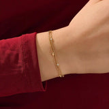 14 Ayar Altın Çift Zincir Kelebek Detaylı Bileklik