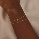 14 Ayar Altın Çift Zincir Kelebek Detaylı Bileklik