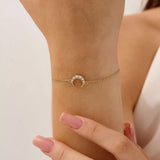 14 Ayar Altın Laboratuvar Pırlantalı Ay Bileklik