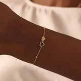 14 Ayar Altın Kalp Figürlü Minimal Charm Bileklik
